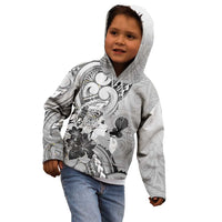 Aotearoa Maori Wahine Kid Hoodie Fantail Bird Black Gold Marble LT05 - Polynesian Pride