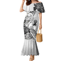 Aotearoa Maori Wahine Mermaid Dress Fantail Bird Black Gold Marble LT05 Women Black - Polynesian Pride