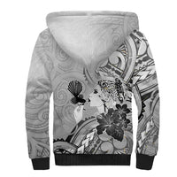 Aotearoa Maori Wahine Sherpa Hoodie Fantail Bird Black Gold Marble LT05 - Polynesian Pride