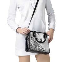 Aotearoa Maori Wahine Shoulder Handbag Fantail Bird Black Gold Marble