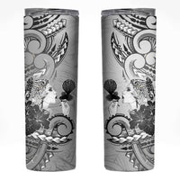Aotearoa Maori Wahine Skinny Tumbler Fantail Bird Black Gold Marble LT05 Black - Polynesian Pride