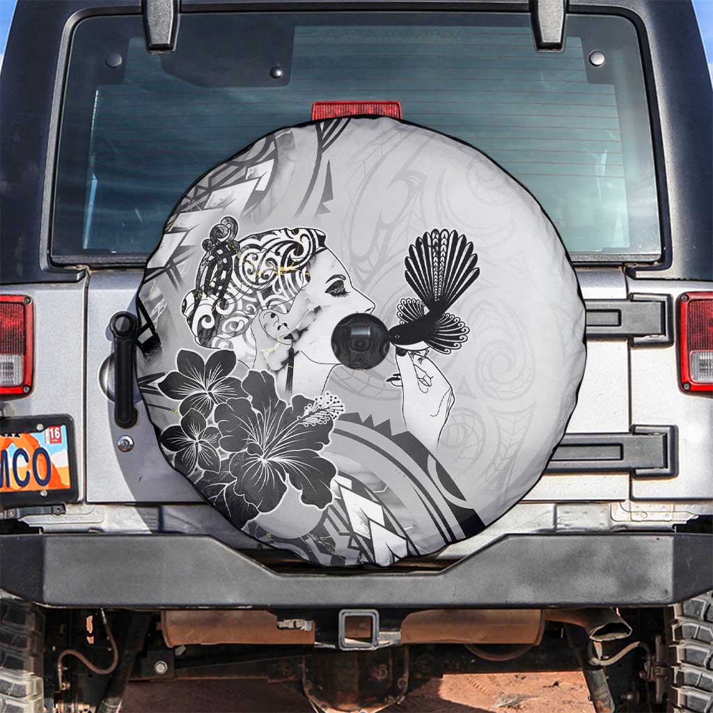 Aotearoa Maori Wahine Spare Tire Cover Fantail Bird Black Gold Marble LT05 Black - Polynesian Pride