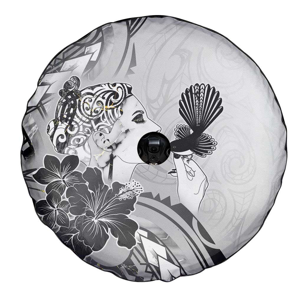 Aotearoa Maori Wahine Spare Tire Cover Fantail Bird Black Gold Marble LT05 - Polynesian Pride