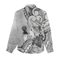 Aotearoa Maori Wahine Women Casual Shirt Fantail Bird Black Gold Marble LT05 - Polynesian Pride