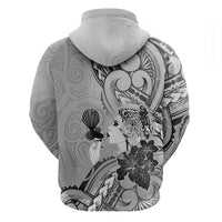 Aotearoa Maori Wahine Zip Hoodie Fantail Bird Black Gold Marble LT05 - Polynesian Pride