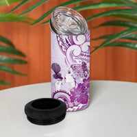 Aotearoa Maori Wahine 4 in 1 Can Cooler Tumbler Fantail Bird Purple Gold Marble LT05 - Polynesian Pride