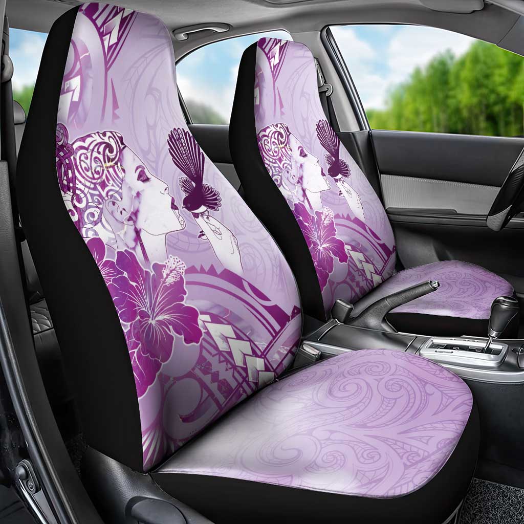 Aotearoa Maori Wahine Car Seat Cover Fantail Bird Purple Gold Marble LT05 - Polynesian Pride