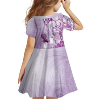 Aotearoa Maori Wahine Family Matching Short Sleeve Bodycon Dress and Hawaiian Shirt Fantail Bird Purple Gold Marble LT05 - Polynesian Pride