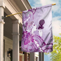 Aotearoa Maori Wahine Garden Flag Fantail Bird Purple Gold Marble LT05 House Flag Purple - Polynesian Pride