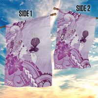 Aotearoa Maori Wahine Garden Flag Fantail Bird Purple Gold Marble LT05 - Polynesian Pride