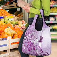 Aotearoa Maori Wahine Grocery Bag Fantail Bird Purple Gold Marble LT05 - Polynesian Pride