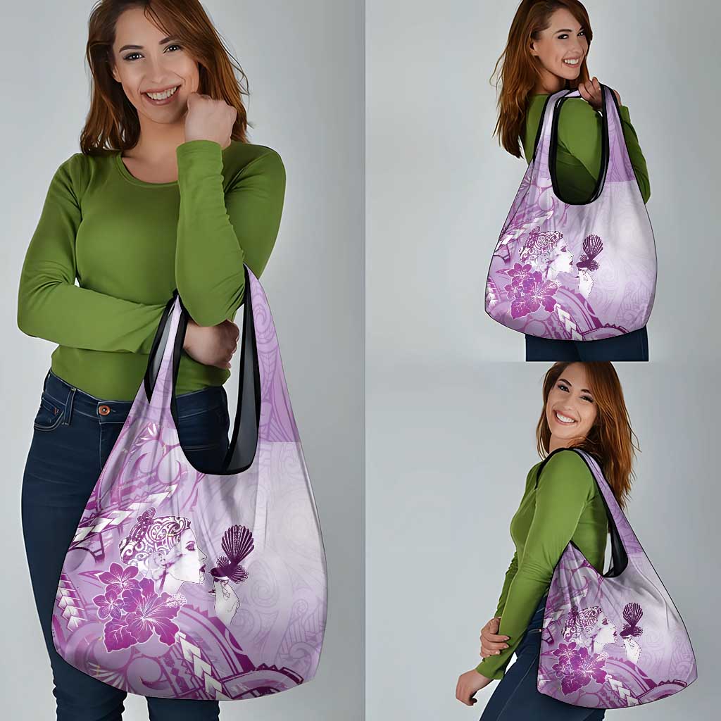Aotearoa Maori Wahine Grocery Bag Fantail Bird Purple Gold Marble LT05 - Polynesian Pride
