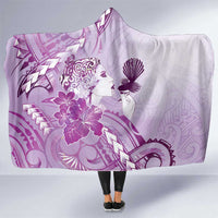 Aotearoa Maori Wahine Hooded Blanket Fantail Bird Purple Gold Marble LT05 One Size Purple - Polynesian Pride