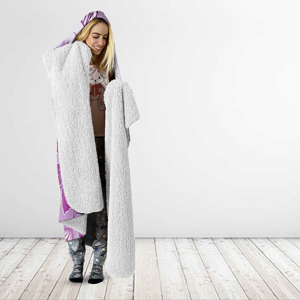 Aotearoa Maori Wahine Hooded Blanket Fantail Bird Purple Gold Marble LT05 - Polynesian Pride