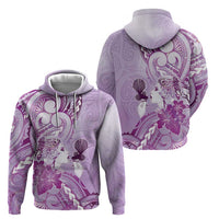 Aotearoa Maori Wahine Hoodie Fantail Bird Purple Gold Marble LT05 - Polynesian Pride