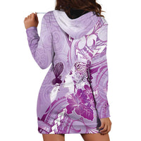 Aotearoa Maori Wahine Hoodie Dress Fantail Bird Purple Gold Marble LT05 - Polynesian Pride