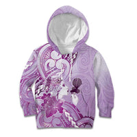 Aotearoa Maori Wahine Kid Hoodie Fantail Bird Purple Gold Marble LT05 Hoodie Purple - Polynesian Pride