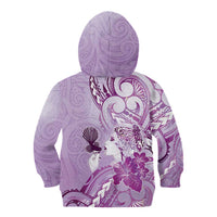 Aotearoa Maori Wahine Kid Hoodie Fantail Bird Purple Gold Marble LT05 - Polynesian Pride