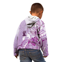 Aotearoa Maori Wahine Kid Hoodie Fantail Bird Purple Gold Marble LT05 - Polynesian Pride