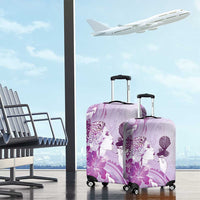 Aotearoa Maori Wahine Luggage Cover Fantail Bird Purple Gold Marble LT05 - Polynesian Pride