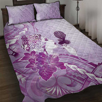 Aotearoa Maori Wahine Quilt Bed Set Fantail Bird Purple Gold Marble LT05 Purple - Polynesian Pride