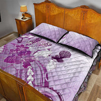 Aotearoa Maori Wahine Quilt Bed Set Fantail Bird Purple Gold Marble LT05 - Polynesian Pride