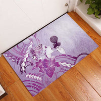 Aotearoa Maori Wahine Rubber Doormat Fantail Bird Purple Gold Marble LT05 - Polynesian Pride