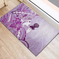 Aotearoa Maori Wahine Rubber Doormat Fantail Bird Purple Gold Marble LT05 - Polynesian Pride