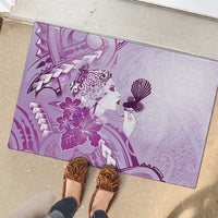 Aotearoa Maori Wahine Rubber Doormat Fantail Bird Purple Gold Marble LT05 - Polynesian Pride