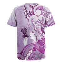 Aotearoa Maori Wahine Rugby Jersey Fantail Bird Purple Gold Marble LT05 - Polynesian Pride