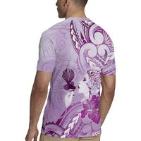 Aotearoa Maori Wahine Rugby Jersey Fantail Bird Purple Gold Marble LT05 - Polynesian Pride