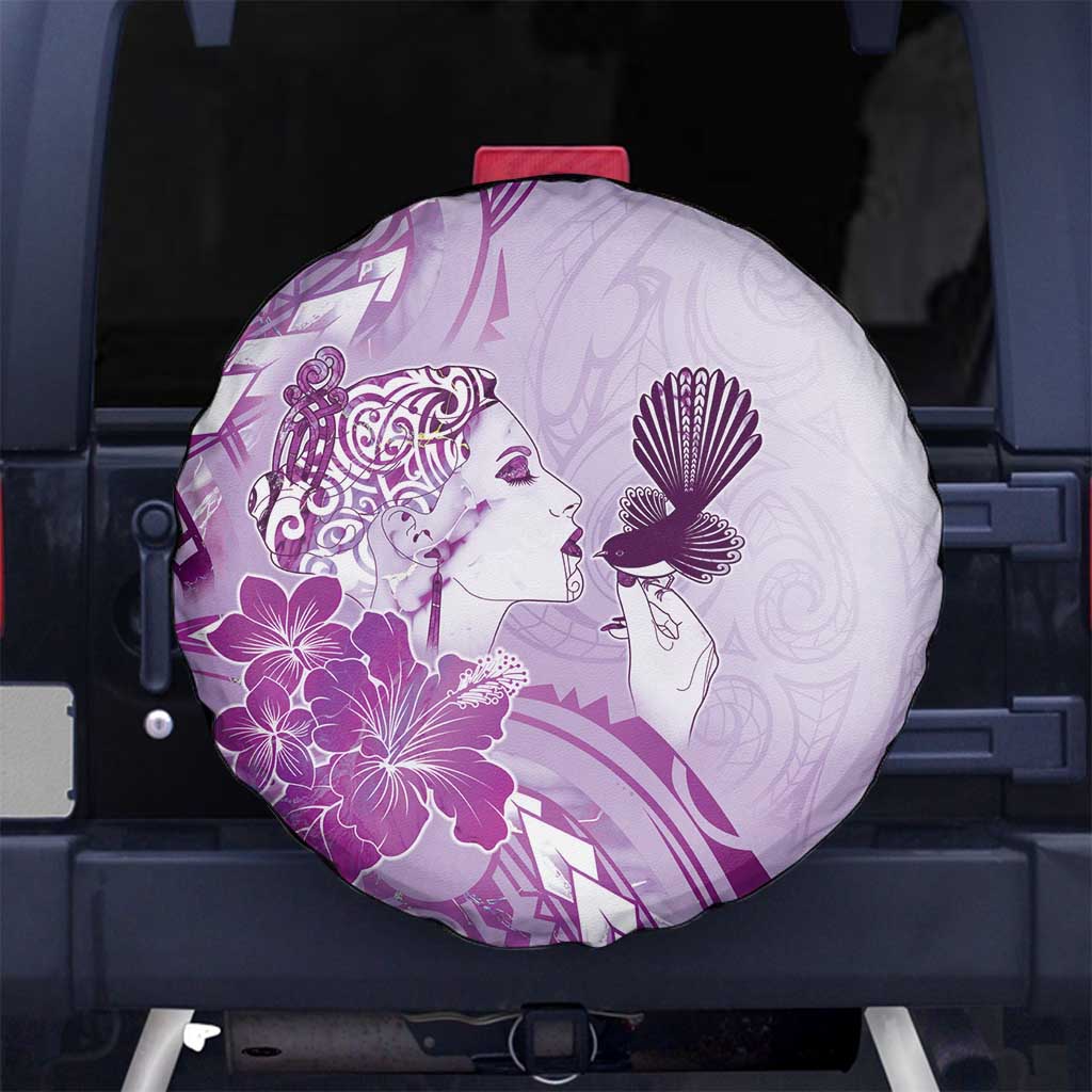 Aotearoa Maori Wahine Spare Tire Cover Fantail Bird Purple Gold Marble LT05 No hole Purple - Polynesian Pride