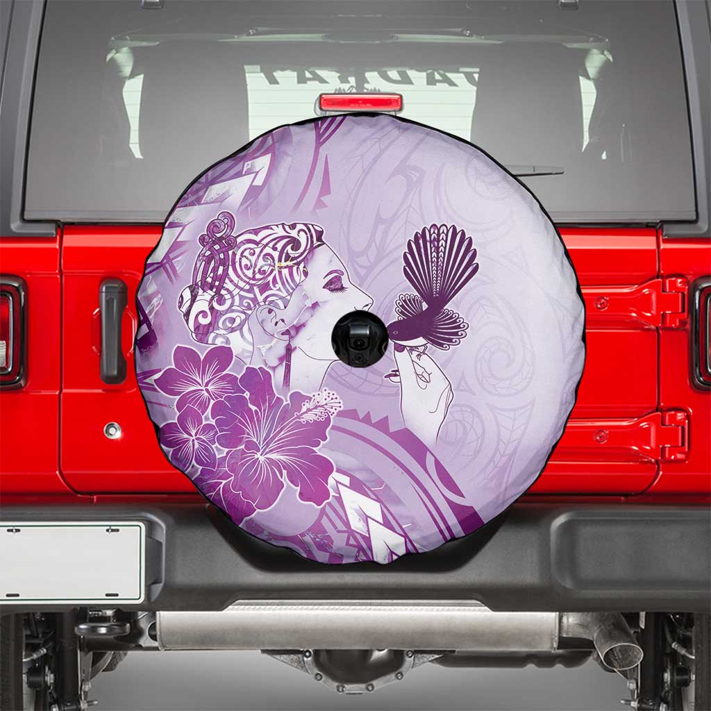 Aotearoa Maori Wahine Spare Tire Cover Fantail Bird Purple Gold Marble LT05 - Polynesian Pride