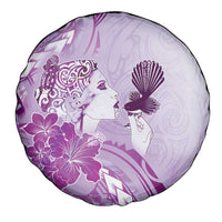 Aotearoa Maori Wahine Spare Tire Cover Fantail Bird Purple Gold Marble LT05 - Polynesian Pride