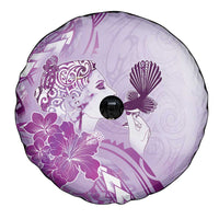 Aotearoa Maori Wahine Spare Tire Cover Fantail Bird Purple Gold Marble LT05 - Polynesian Pride