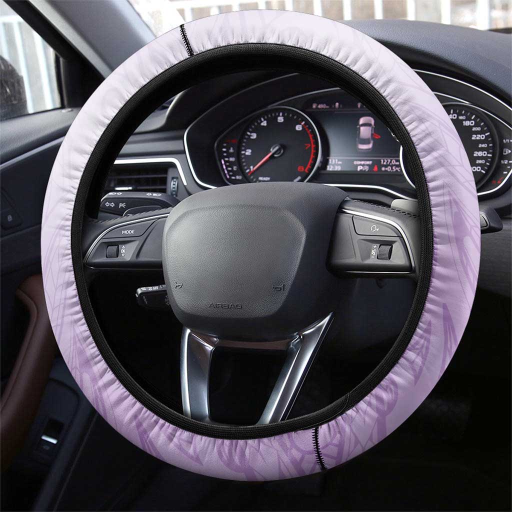 Aotearoa Maori Wahine Steering Wheel Cover Fantail Bird Purple Gold Marble LT05 - Polynesian Pride