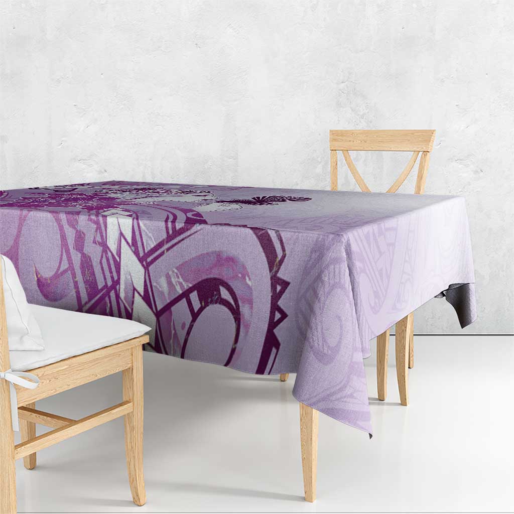 Aotearoa Maori Wahine Tablecloth Fantail Bird Purple Gold Marble LT05 - Polynesian Pride