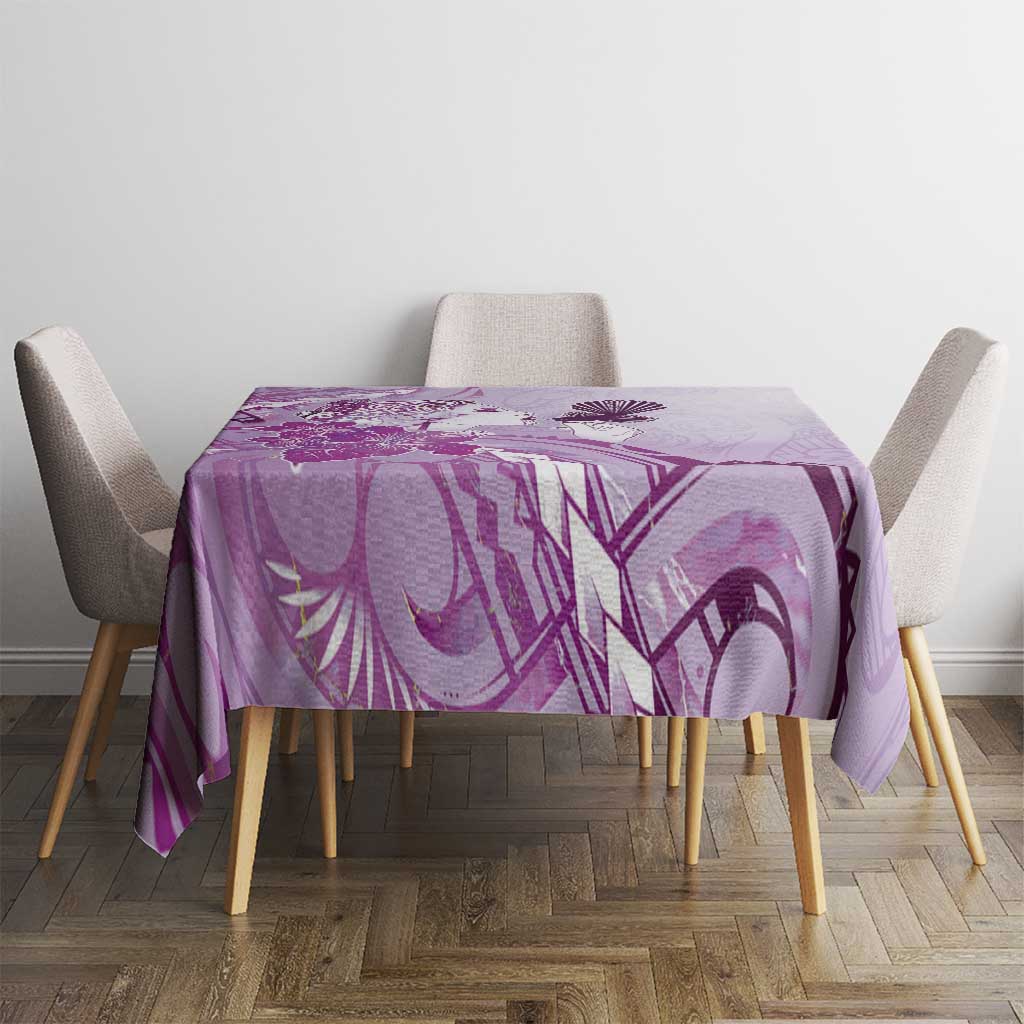 Aotearoa Maori Wahine Tablecloth Fantail Bird Purple Gold Marble LT05 - Polynesian Pride