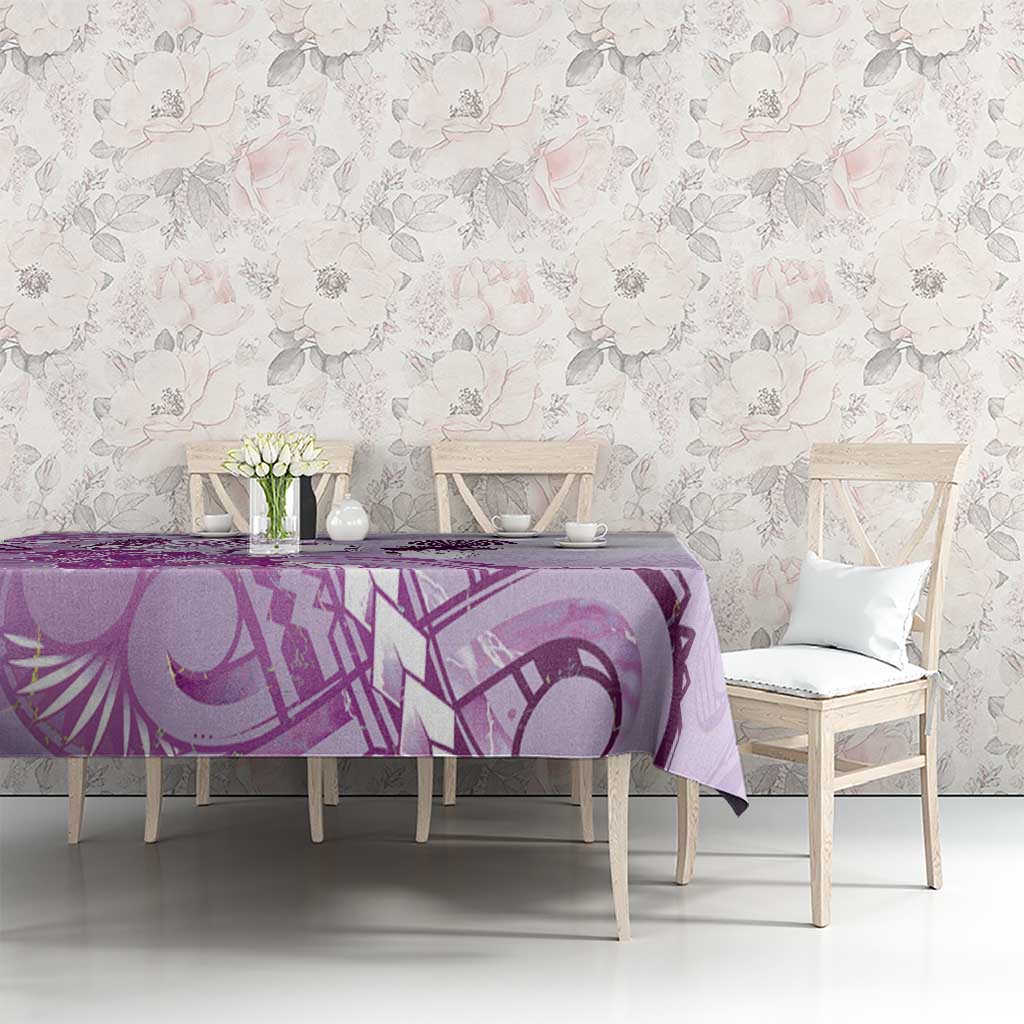 Aotearoa Maori Wahine Tablecloth Fantail Bird Purple Gold Marble LT05 - Polynesian Pride