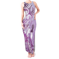 Aotearoa Maori Wahine Tank Maxi Dress Fantail Bird Purple Gold Marble LT05 Women Purple - Polynesian Pride