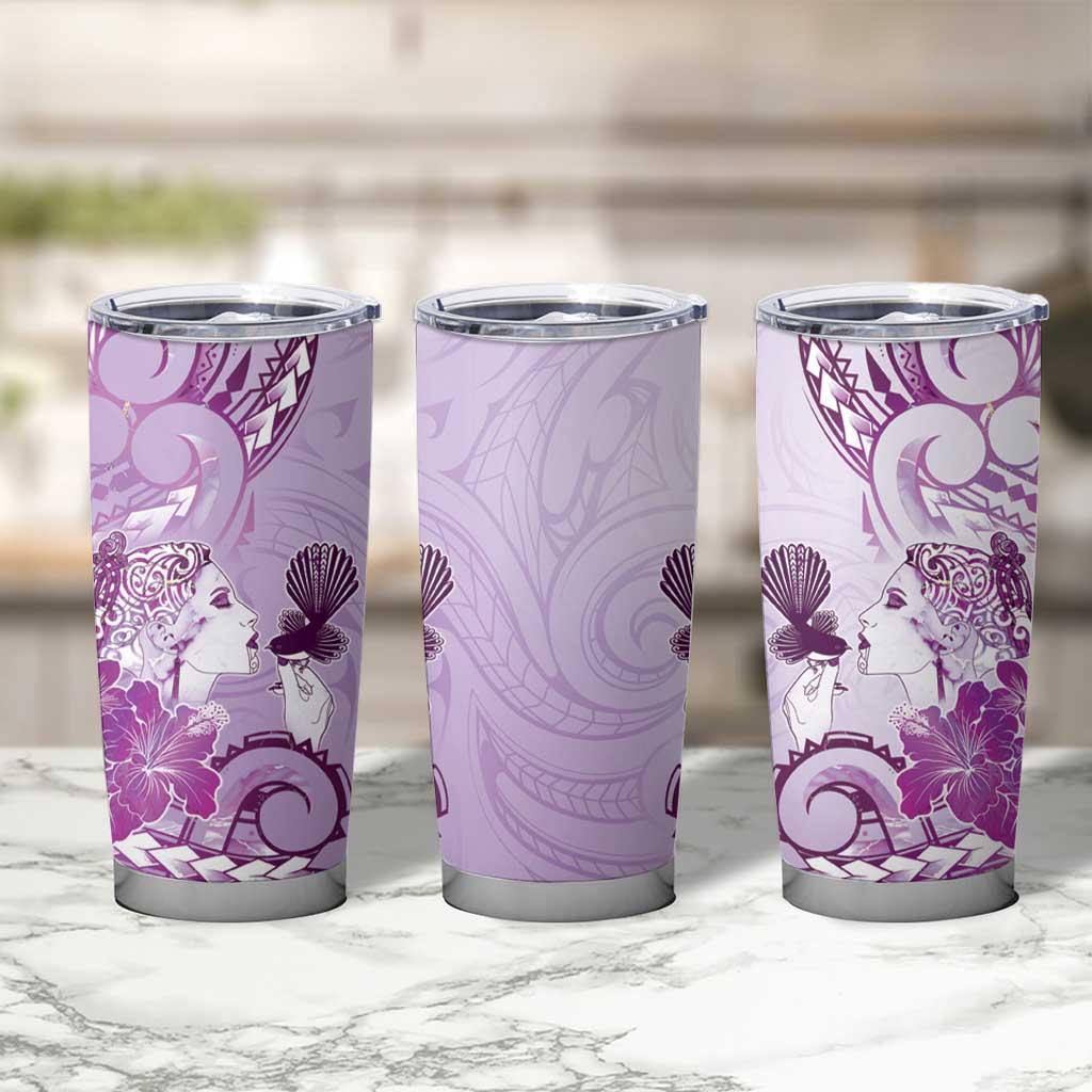 Aotearoa Maori Wahine Tumbler Cup Fantail Bird Purple Gold Marble LT05 - Polynesian Pride