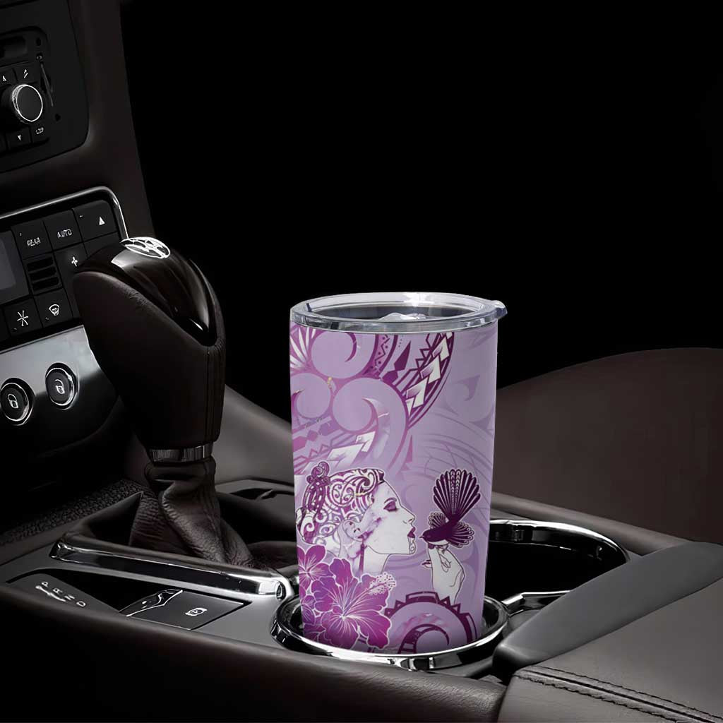 Aotearoa Maori Wahine Tumbler Cup Fantail Bird Purple Gold Marble LT05 - Polynesian Pride