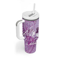 Aotearoa Maori Wahine Tumbler With Handle Fantail Bird Purple Gold Marble LT05 - Polynesian Pride