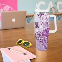 Aotearoa Maori Wahine Tumbler With Handle Fantail Bird Purple Gold Marble LT05 - Polynesian Pride