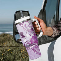 Aotearoa Maori Wahine Tumbler With Handle Fantail Bird Purple Gold Marble LT05 - Polynesian Pride