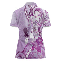 Aotearoa Maori Wahine Women Polo Shirt Fantail Bird Purple Gold Marble LT05 - Polynesian Pride