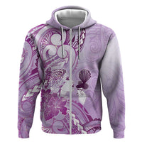 Aotearoa Maori Wahine Zip Hoodie Fantail Bird Purple Gold Marble LT05 Zip Hoodie Purple - Polynesian Pride