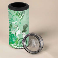 Aotearoa Maori Wahine 4 in 1 Can Cooler Tumbler Fantail Bird Green Gold Marble LT05 - Polynesian Pride