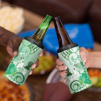 Aotearoa Maori Wahine 4 in 1 Can Cooler Tumbler Fantail Bird Green Gold Marble LT05 - Polynesian Pride
