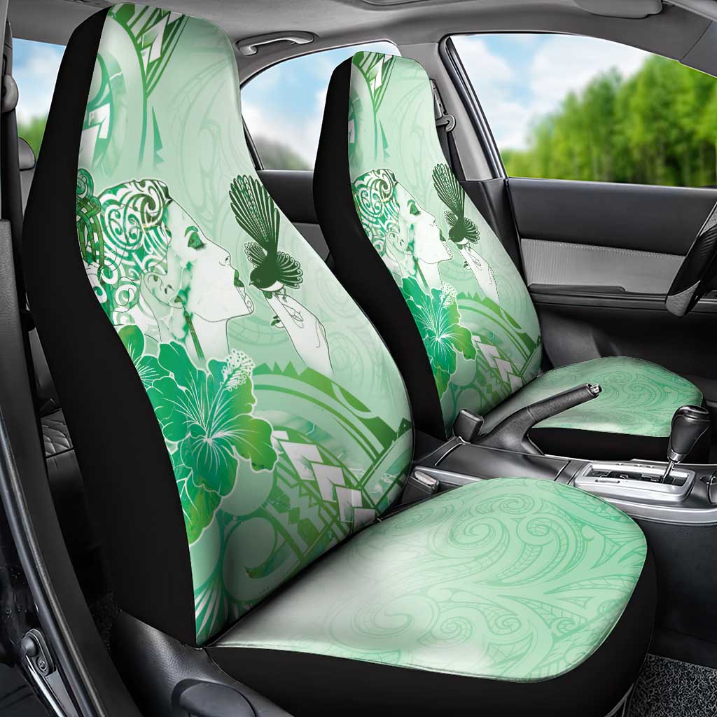 Aotearoa Maori Wahine Car Seat Cover Fantail Bird Green Gold Marble LT05 - Polynesian Pride